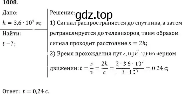 Решение номер 1008 (страница 134) гдз по физике 10-11 класс Рымкевич, задачник