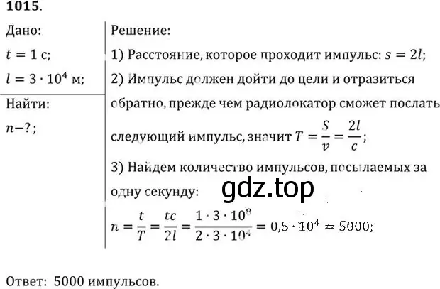 Решение номер 1015 (страница 135) гдз по физике 10-11 класс Рымкевич, задачник