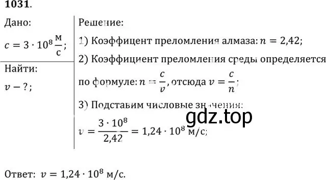 Решение номер 1031 (страница 137) гдз по физике 10-11 класс Рымкевич, задачник