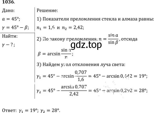 Решение номер 1036 (страница 137) гдз по физике 10-11 класс Рымкевич, задачник