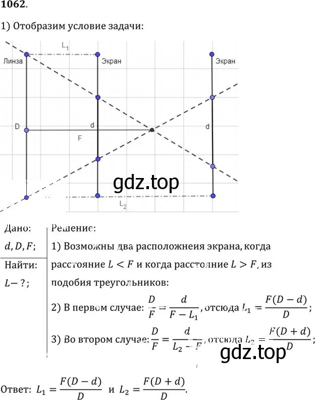 Решение номер 1062 (страница 141) гдз по физике 10-11 класс Рымкевич, задачник