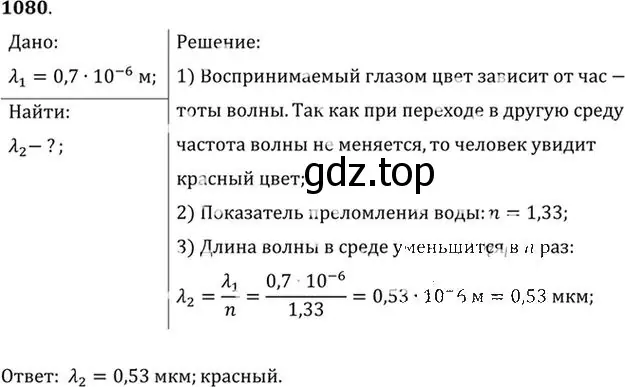 Решение номер 1080 (страница 143) гдз по физике 10-11 класс Рымкевич, задачник