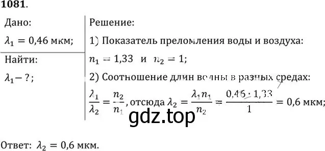 Решение номер 1081 (страница 143) гдз по физике 10-11 класс Рымкевич, задачник