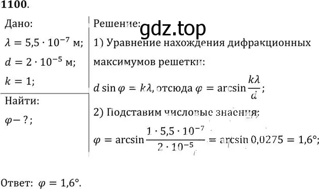 Решение номер 1100 (страница 145) гдз по физике 10-11 класс Рымкевич, задачник