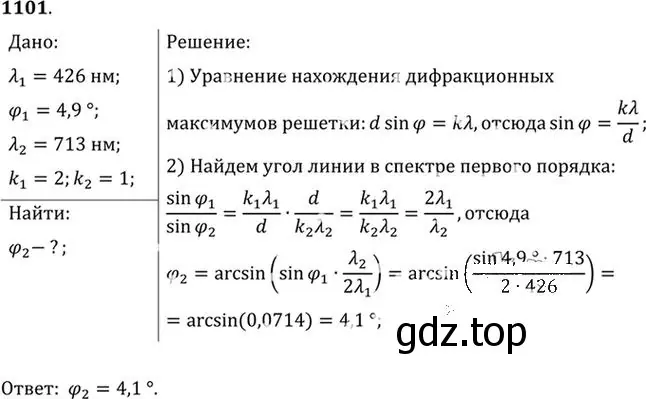 Решение номер 1101 (страница 145) гдз по физике 10-11 класс Рымкевич, задачник