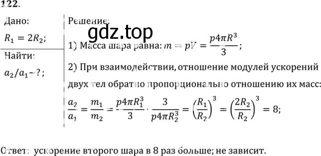 Решение номер 122 (страница 23) гдз по физике 10-11 класс Рымкевич, задачник