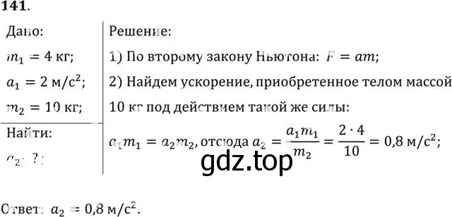 Решение номер 141 (страница 25) гдз по физике 10-11 класс Рымкевич, задачник