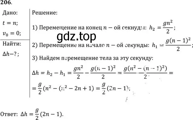 Решение номер 206 (страница 33) гдз по физике 10-11 класс Рымкевич, задачник