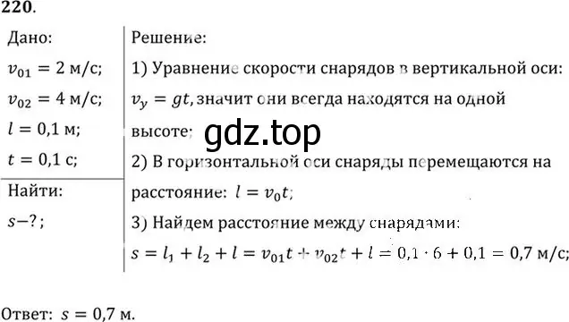 Решение номер 220 (страница 34) гдз по физике 10-11 класс Рымкевич, задачник