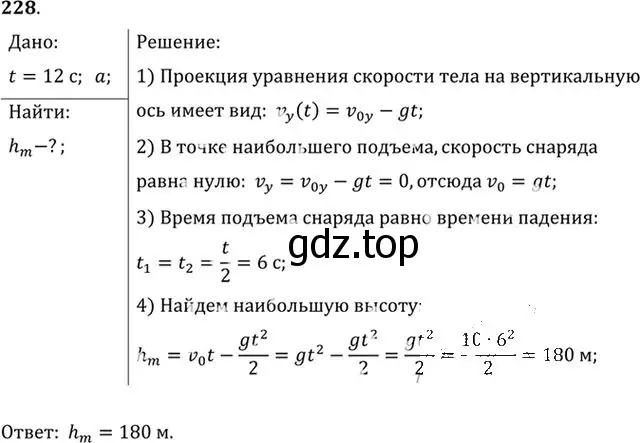 Решение номер 228 (страница 35) гдз по физике 10-11 класс Рымкевич, задачник