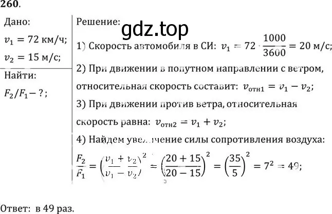 Решение номер 260 (страница 39) гдз по физике 10-11 класс Рымкевич, задачник