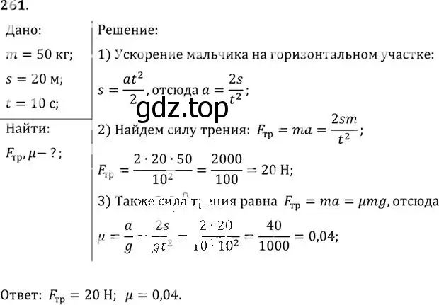 Решение номер 261 (страница 39) гдз по физике 10-11 класс Рымкевич, задачник