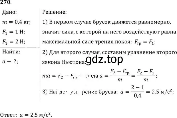 Решение номер 270 (страница 40) гдз по физике 10-11 класс Рымкевич, задачник