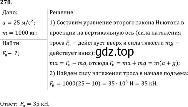 Решение номер 278 (страница 42) гдз по физике 10-11 класс Рымкевич, задачник