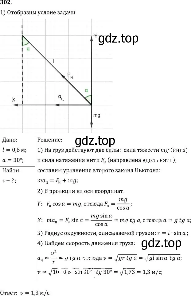 Решение номер 302 (страница 44) гдз по физике 10-11 класс Рымкевич, задачник