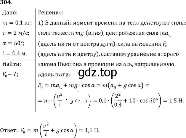 Решение номер 304 (страница 45) гдз по физике 10-11 класс Рымкевич, задачник