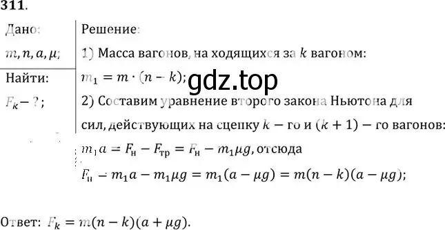 Решение номер 311 (страница 46) гдз по физике 10-11 класс Рымкевич, задачник