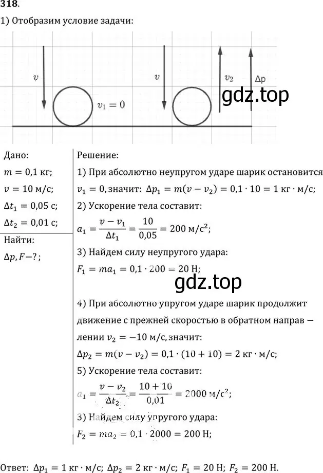 Решение номер 318 (страница 47) гдз по физике 10-11 класс Рымкевич, задачник