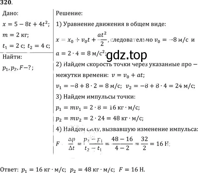 Решение номер 320 (страница 48) гдз по физике 10-11 класс Рымкевич, задачник