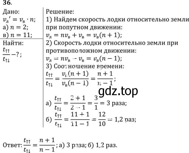 Решение номер 36 (страница 11) гдз по физике 10-11 класс Рымкевич, задачник