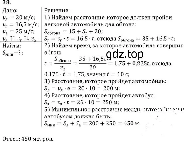 Решение номер 38 (страница 12) гдз по физике 10-11 класс Рымкевич, задачник