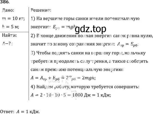 Решение номер 386 (страница 55) гдз по физике 10-11 класс Рымкевич, задачник