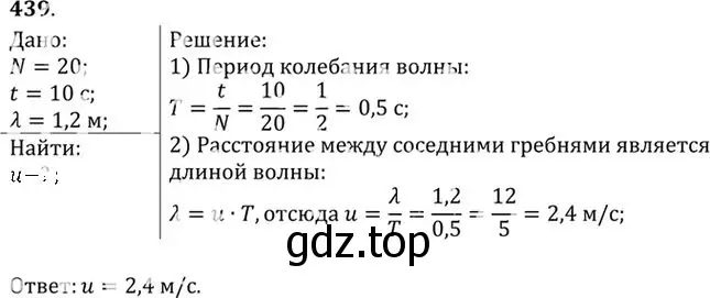 Решение номер 439 (страница 62) гдз по физике 10-11 класс Рымкевич, задачник