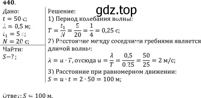 Решение номер 440 (страница 62) гдз по физике 10-11 класс Рымкевич, задачник
