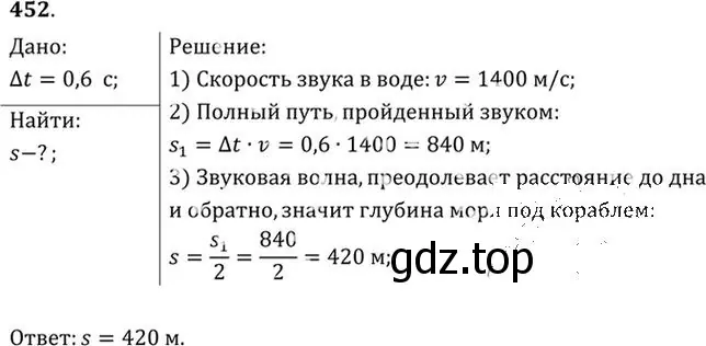 Решение номер 452 (страница 63) гдз по физике 10-11 класс Рымкевич, задачник