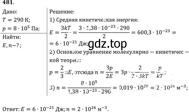 Решение номер 481 (страница 66) гдз по физике 10-11 класс Рымкевич, задачник