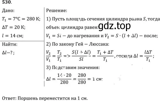 Решение номер 530 (страница 72) гдз по физике 10-11 класс Рымкевич, задачник