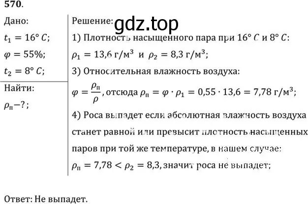 Решение номер 570 (страница 76) гдз по физике 10-11 класс Рымкевич, задачник