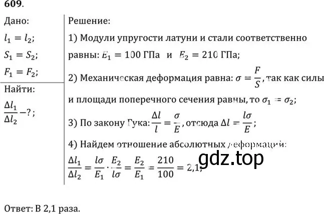 Решение номер 609 (страница 80) гдз по физике 10-11 класс Рымкевич, задачник