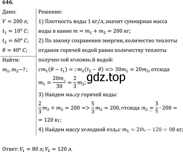 Решение номер 646 (страница 84) гдз по физике 10-11 класс Рымкевич, задачник