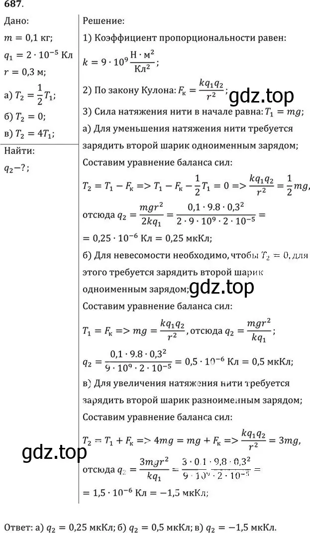 Решение номер 687 (страница 89) гдз по физике 10-11 класс Рымкевич, задачник