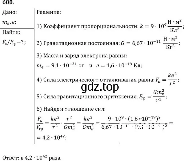 Решение номер 688 (страница 90) гдз по физике 10-11 класс Рымкевич, задачник