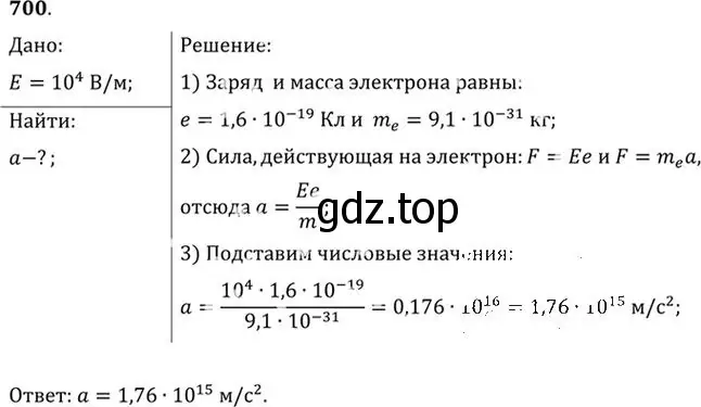 Решение номер 700 (страница 91) гдз по физике 10-11 класс Рымкевич, задачник