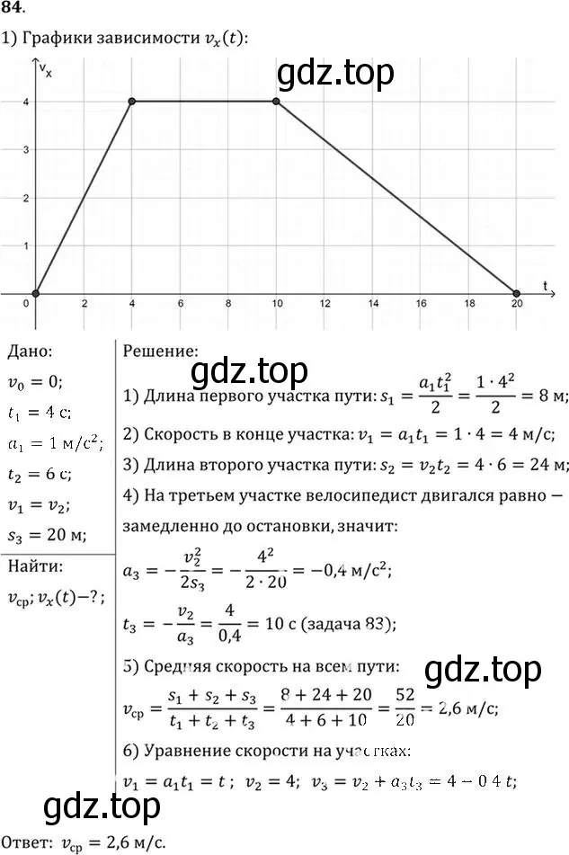 Решение номер 84 (страница 18) гдз по физике 10-11 класс Рымкевич, задачник