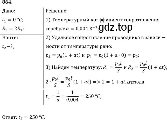 Решение номер 864 (страница 114) гдз по физике 10-11 класс Рымкевич, задачник