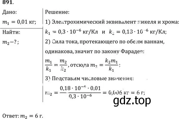 Решение номер 891 (страница 118) гдз по физике 10-11 класс Рымкевич, задачник