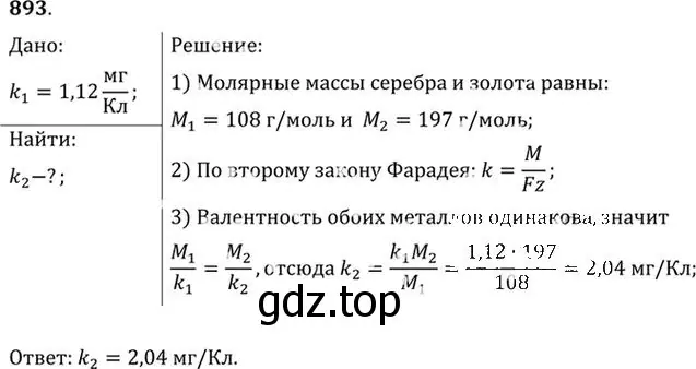 Решение номер 893 (страница 118) гдз по физике 10-11 класс Рымкевич, задачник