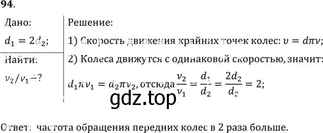 Решение номер 94 (страница 19) гдз по физике 10-11 класс Рымкевич, задачник