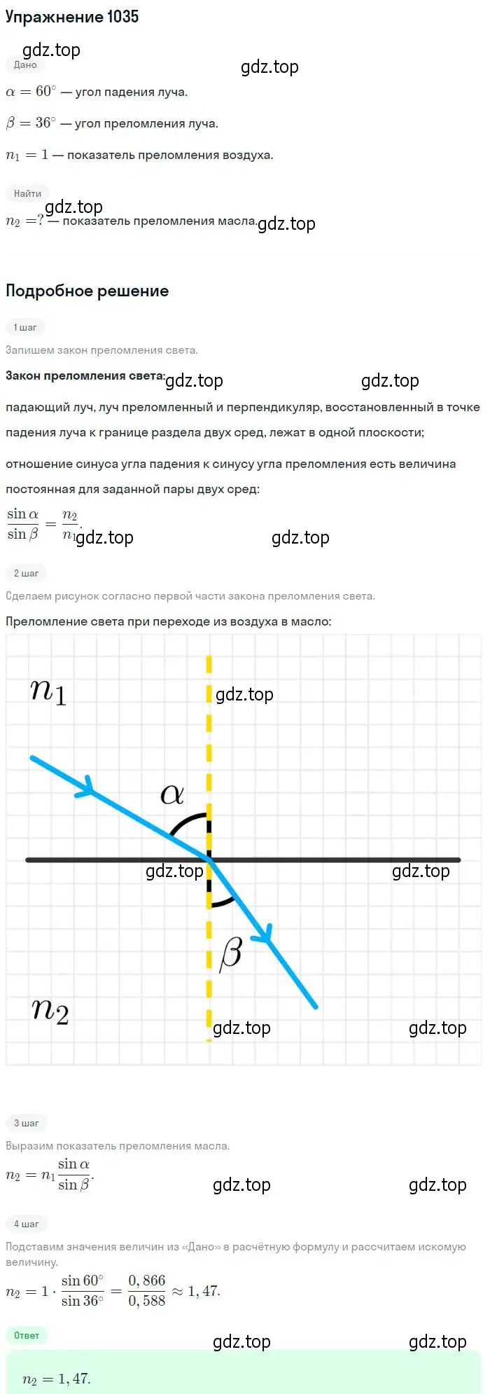 Решение 2. номер 1035 (страница 137) гдз по физике 10-11 класс Рымкевич, задачник