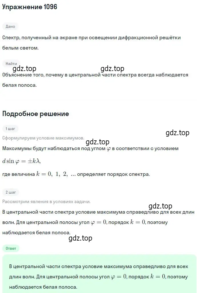 Решение 2. номер 1096 (страница 145) гдз по физике 10-11 класс Рымкевич, задачник