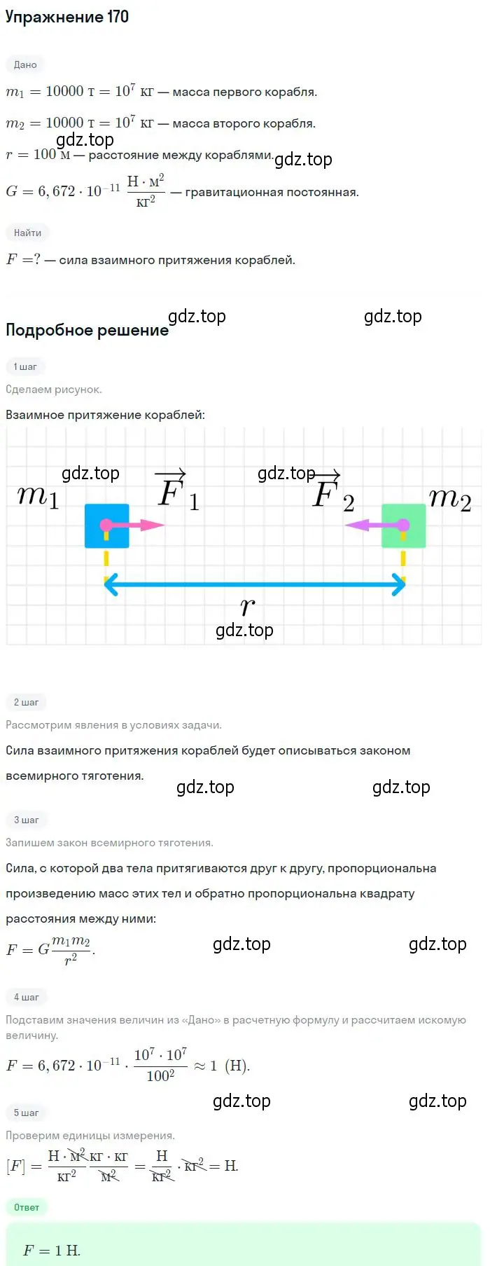 Решение 2. номер 170 (страница 29) гдз по физике 10-11 класс Рымкевич, задачник