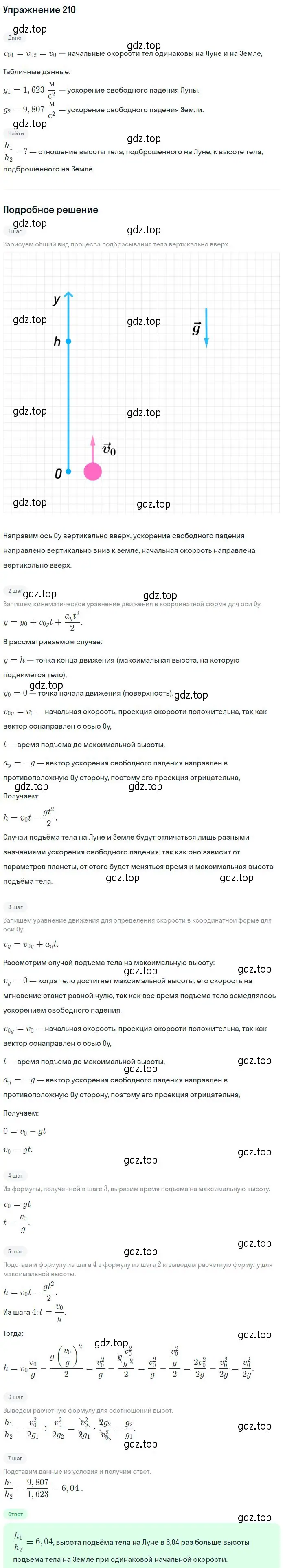 Решение 2. номер 210 (страница 33) гдз по физике 10-11 класс Рымкевич, задачник