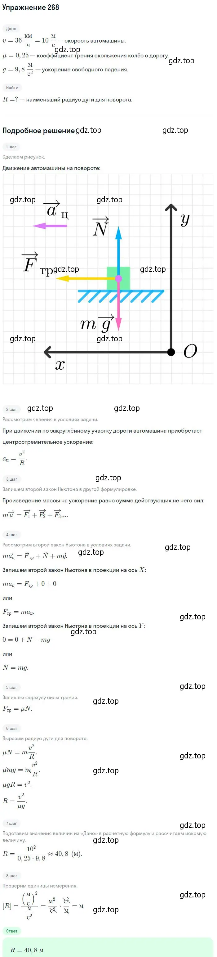 Решение 2. номер 268 (страница 40) гдз по физике 10-11 класс Рымкевич, задачник