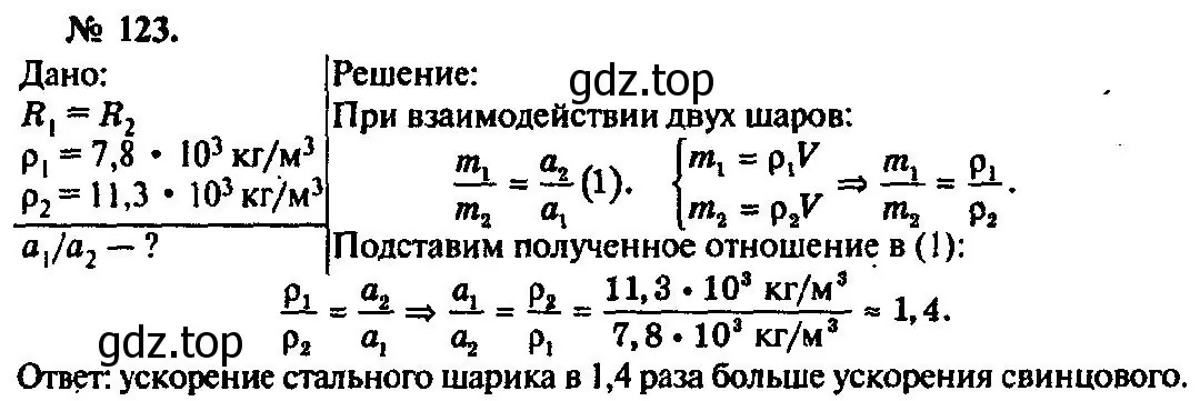 Решение 3. номер 123 (страница 23) гдз по физике 10-11 класс Рымкевич, задачник