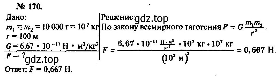 Решение 3. номер 170 (страница 29) гдз по физике 10-11 класс Рымкевич, задачник