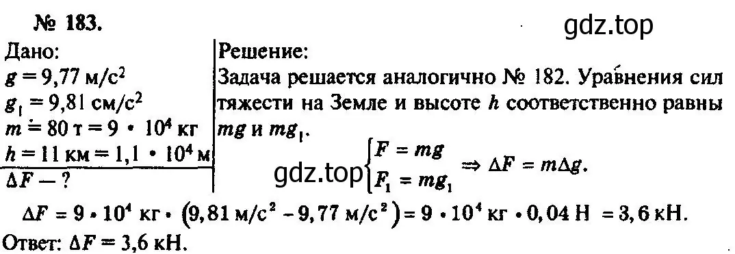 Решение 3. номер 183 (страница 30) гдз по физике 10-11 класс Рымкевич, задачник